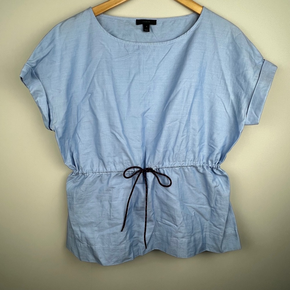 J. Crew Light Blue Drawstring Waist Blouse
